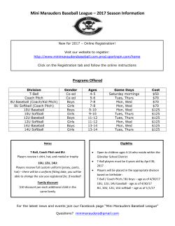Mini Marauders Baseball League &ndash; 2017 Season
