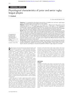 Physiological characteristics of junior and senior rugby league players