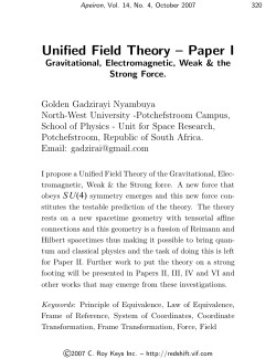 Unified Field Theory – Paper I