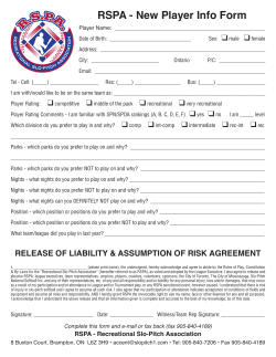 RSPA - New Player Info Form