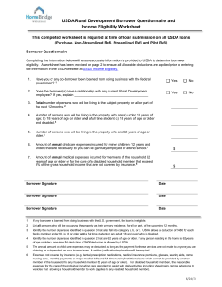 USDA Rural Development Borrower Questionnaire and Income