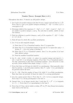 Michaelmas Term 2016 TA Fisher Number Theory