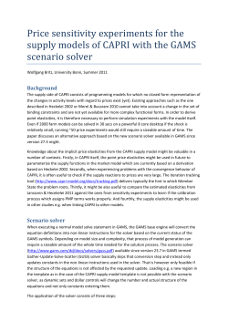 Price sensitivity experiments for the supply models of
