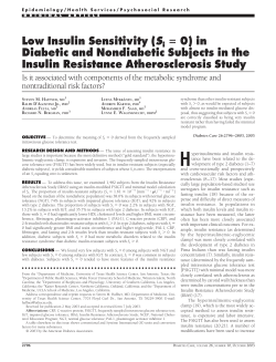 Low Insulin Sensitivity (Si 0) in Diabetic and