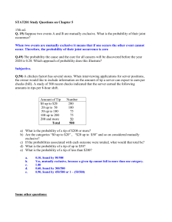 STAT201 Study Questions on Chapter 5 15th ed. Q. 19) Suppose