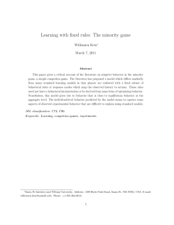 Learning with fixed rules: The minority game