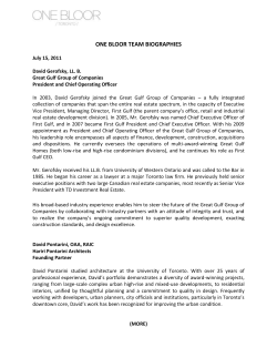 ONE BLOOR TEAM BIOGRAPHIES July 15, 2011 David Gerofsky