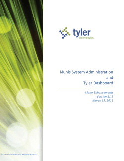 Munis System Administration and Tyler Dashboard