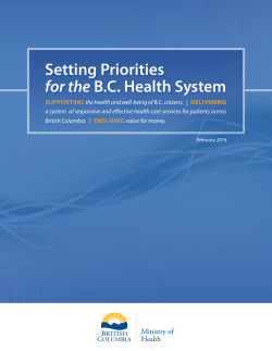 Setting Priorities for the B.C. Health System