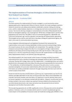The Implementation of Tourism Strategies: A Critical Analysis of two