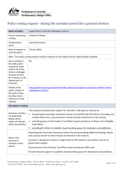 Policy costing request - Parliament of Australia