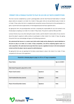 LV Female to Play U15 or U17 Boys Competition