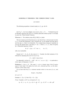MORDELL`S THEOREM: THE `IRREDUCIBLE` CASE. The following
