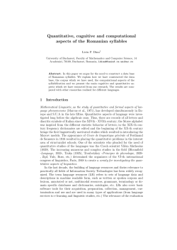 Quantitative, cognitive and computational aspects of the Romanian