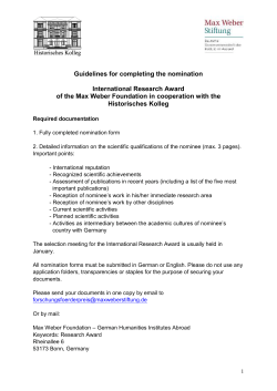 Guidelines for completing the nomination