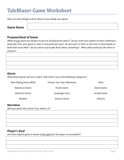 TaleBlazer Game Worksheet