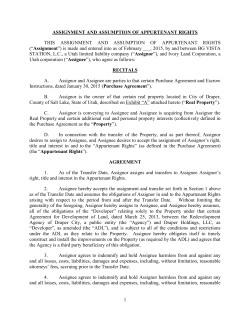 1 ASSIGNMENT AND ASSUMPTION OF APPURTENANT RIGHTS