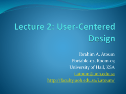 Lecture 1: Introduction to Usability