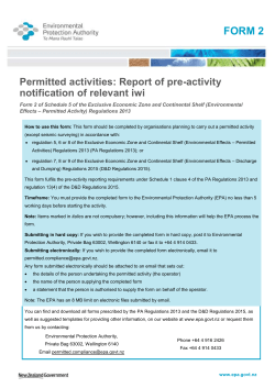 Form 2 - Permitted activities - Environmental Protection Authority