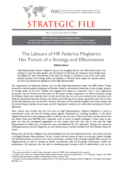 The Labours of HR Federica Mogherini: Her Pursuit of a Strategy