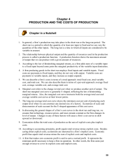 Chapter 4 PRODUCTION AND THE COSTS OF PRODUCTION
