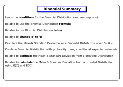 Binomial Summary . Learn the conditions for the Binomial