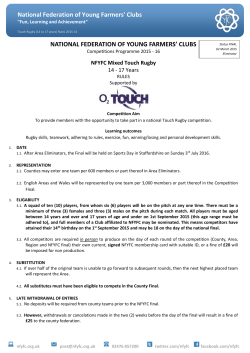 Touch Rugby (14-17 yrs) &ndash; Rules 2015-16