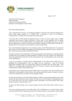 March 7, 2017 The Hon Mr MC Ramaphosa Deputy