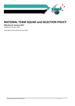 NATIONAL TEAM SQUAD and SELECTION POLICY