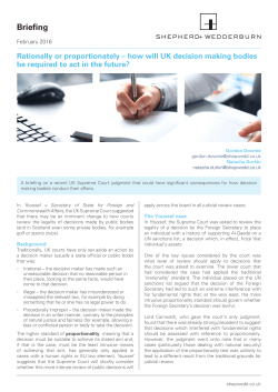 Rationally or proportionately &ndash; how will UK decision making bodies