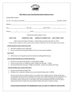 2015 Metro Links Club Membership Enrollment Form