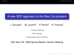 A new SDP approach to the Max