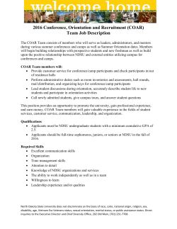 2016 Conference, Orientation and Recruitment (COAR) Team Job