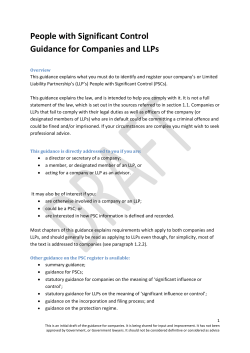 People with Significant Control Guidance for Companies and