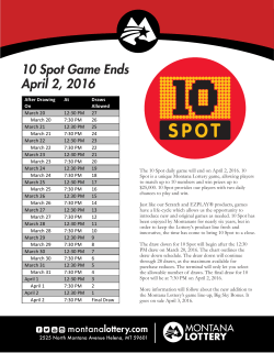 10 Spot Game Ends April 2, 2016
