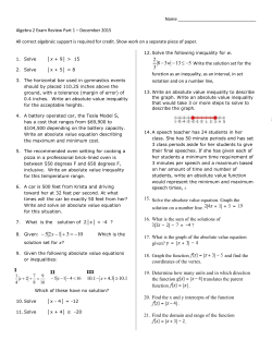 Fall Final Exam Review -Part 1