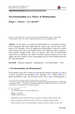 Neo-Functionalism as a Theory of Disintegration
