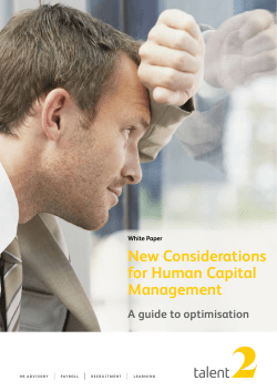 New Considerations for Human Capital Management
