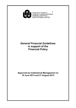 General Guidelines in support of the Financial Policy