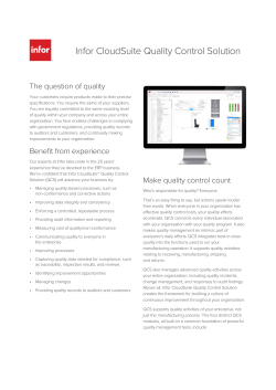 Infor CloudSuite Quality Control Solution