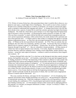 Page Whales: Their Emerging Right to Life Page [Type the