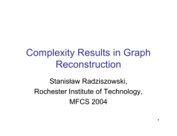 Complexity Results in Graph Reconstruction - RIT CS