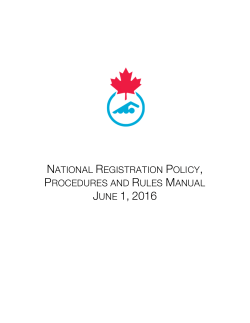 JUNE 1, 2016 - Swimming Canada