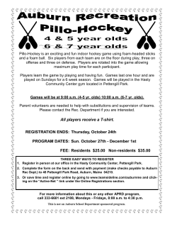 All players receive a T-shirt. REGISTRATION ENDS: PROGRAM
