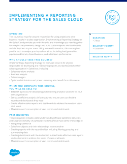 Implementing a Reporting Strategy for the Sales Cloud
