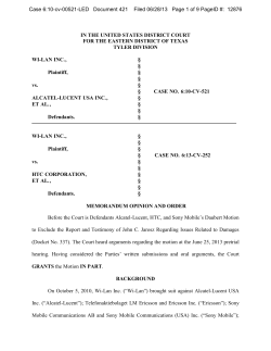13.06.28 Wi-LAN v. Alcatel Lucent Daubert Order