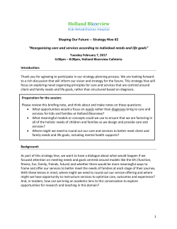 Strategy Hive #2 &ldquo;Reorganizing care and services according to