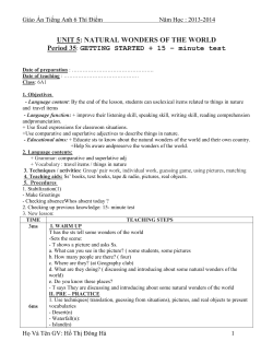 UNIT 5: NATURAL WONDERS OF THE WORLD