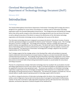 The Cleveland Plan - Cleveland Metropolitan School District