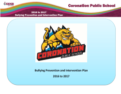Coronation Bullying Prevention and Intervention Plan 2016 to 2017